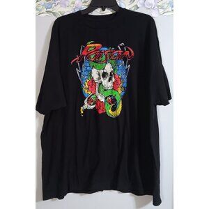 Poison 2XL Black Metal 80s Hair Music Retro Skull Snake Band T-Shirt Top
